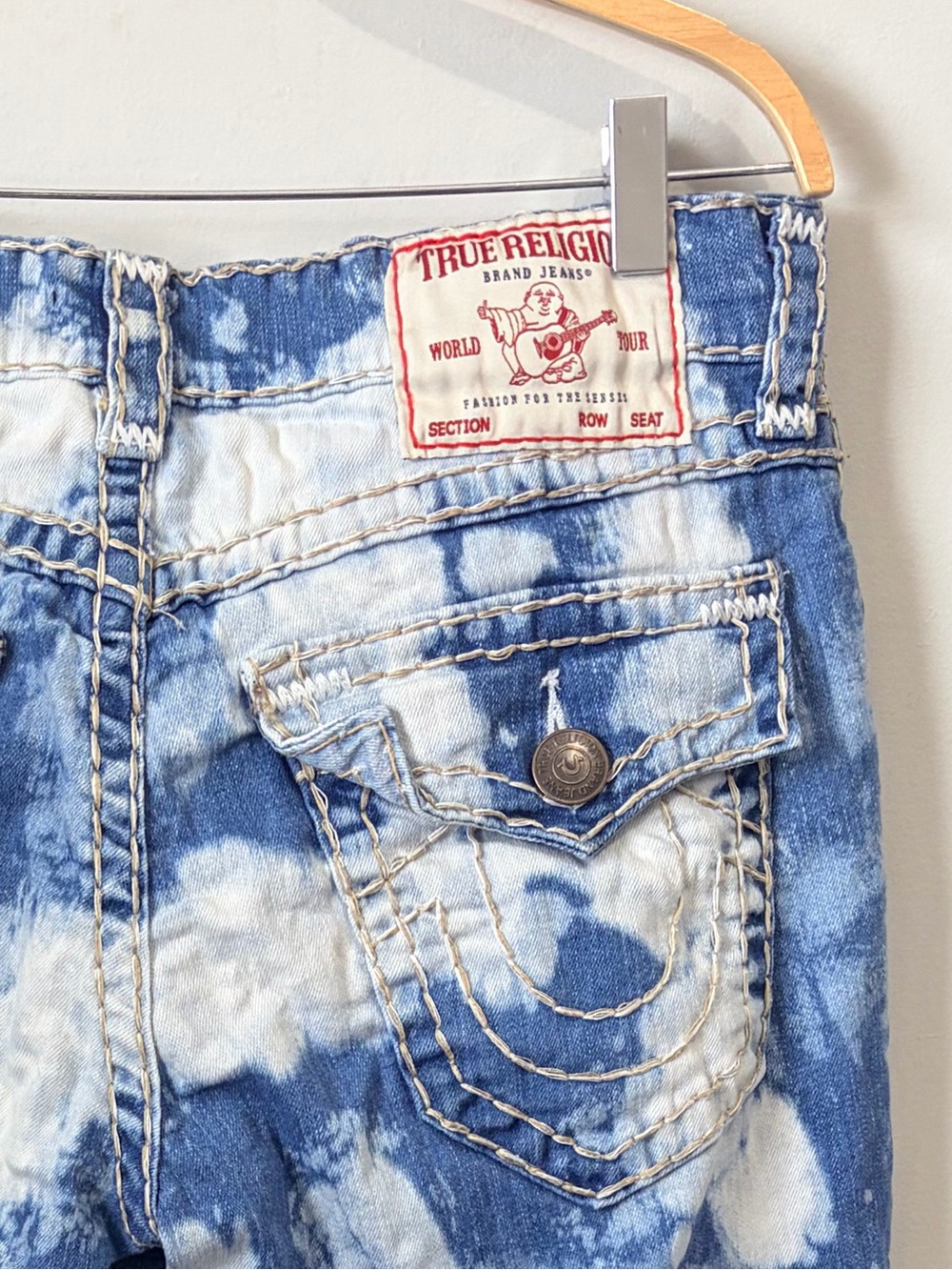True Religion Ricky Super T Big Stitch Bleach Wash Y2K Jeans Size 31 x 31